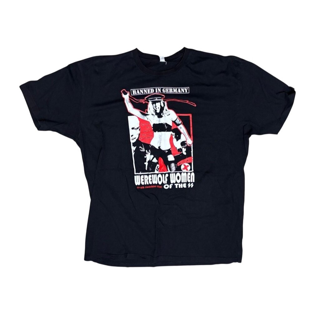 Banned In Germany Womens Liberation Black Graphic T-Shirt Next Level Size XL - Picture 1 of 4